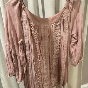 Vici Pink Embellished 3/4 Sleeve Blouse